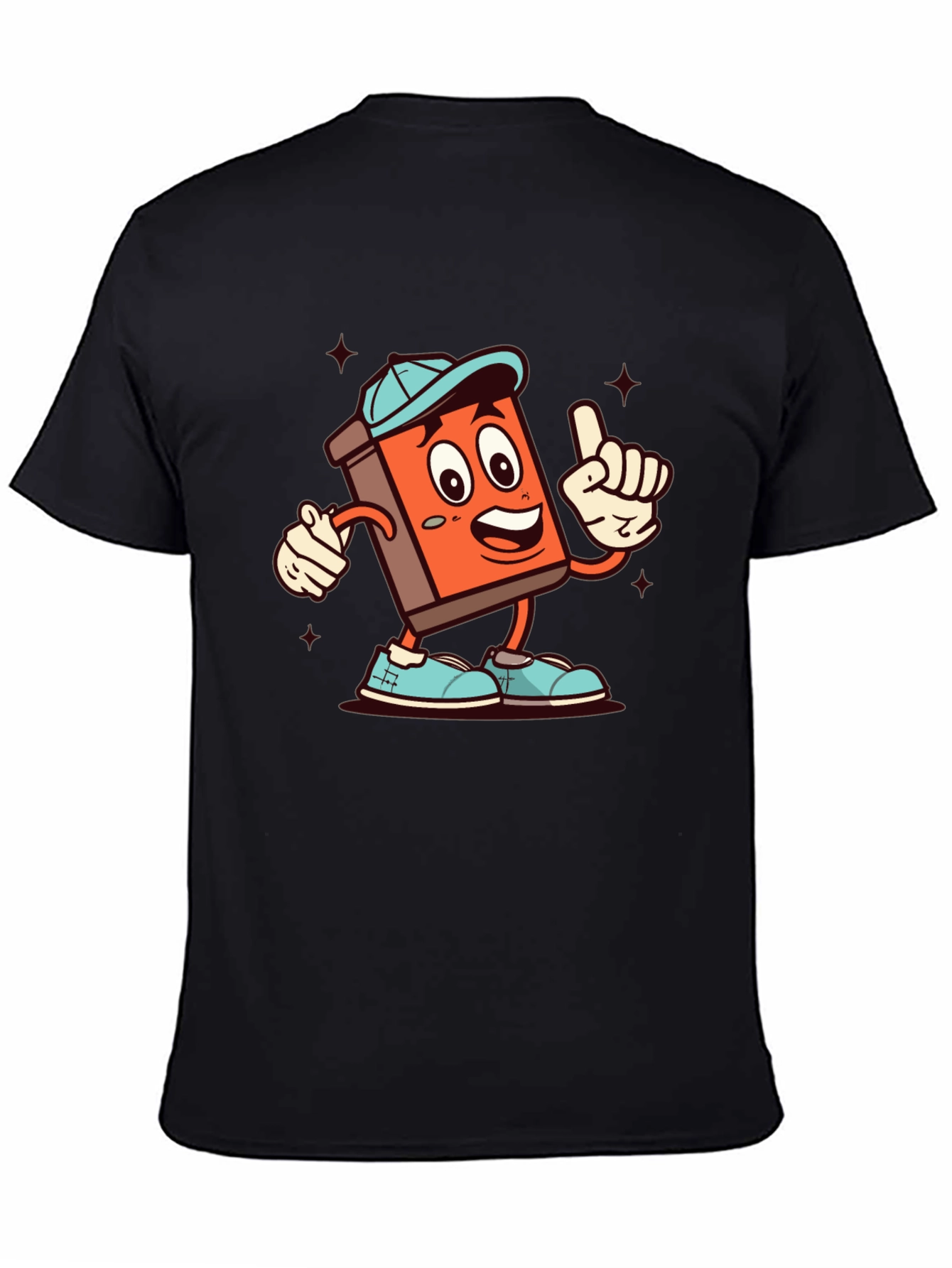 Cartoon Book Character Black T-Shirt
