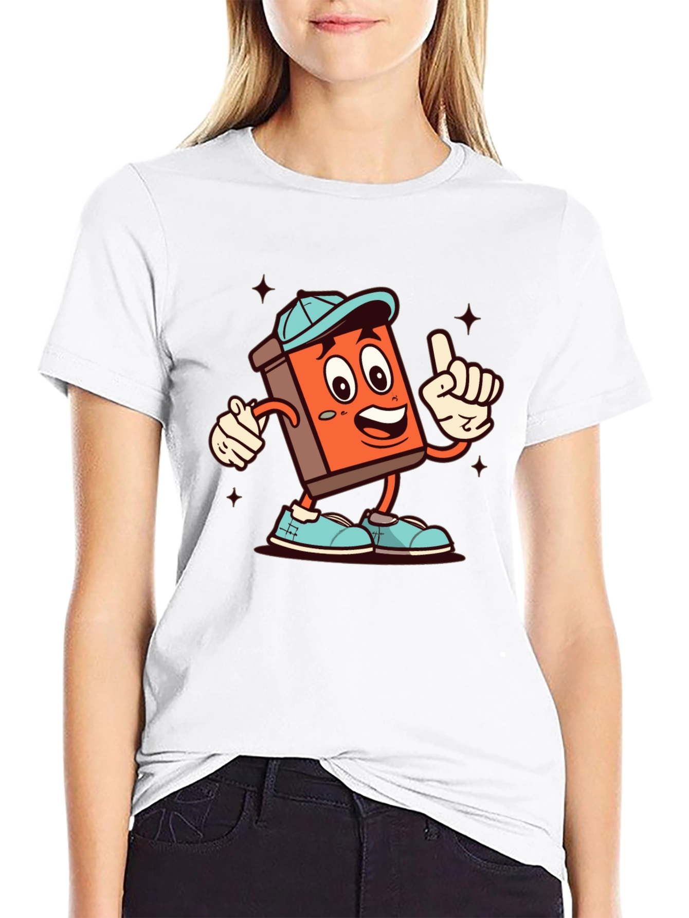 Cartoon Book Character Black T-Shirt