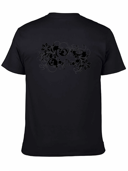 Elegant Floral Graphic Black T-Shirt
