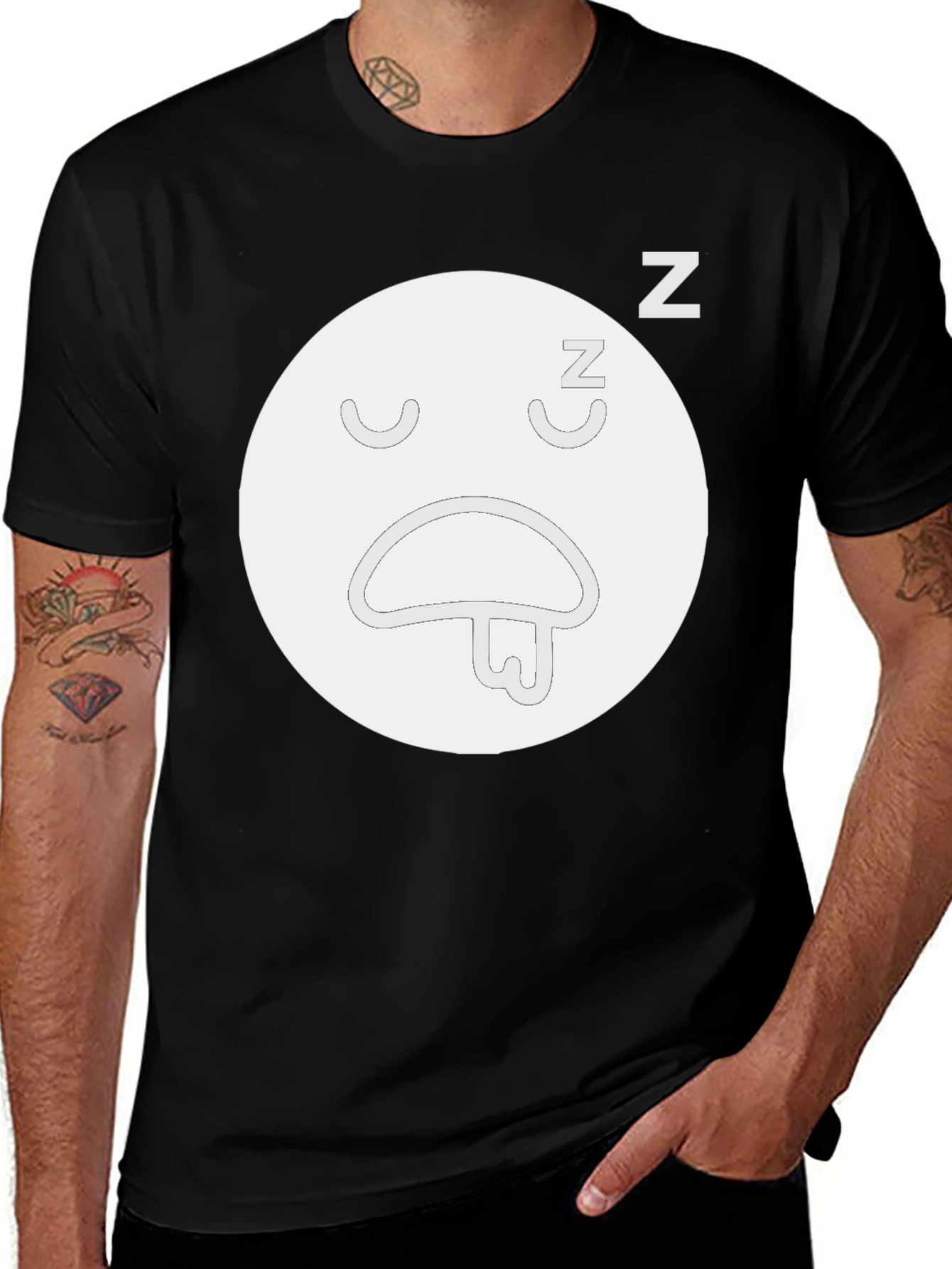 Sleepy Face Black T-Shirt