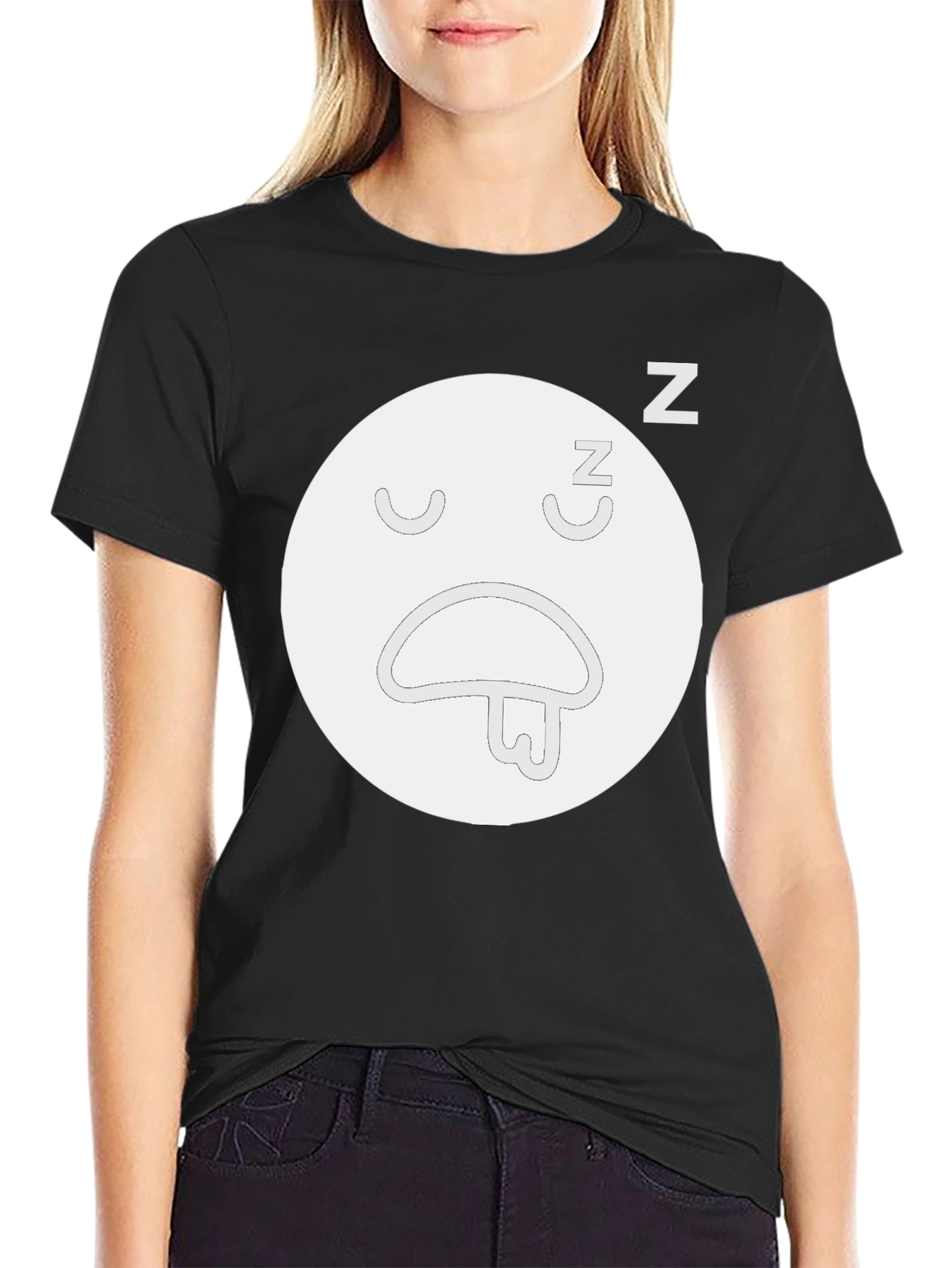Sleepy Face Black T-Shirt