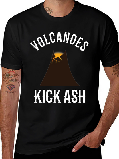 Volcanoes Kick Ash Graphic T-Shirt - Black