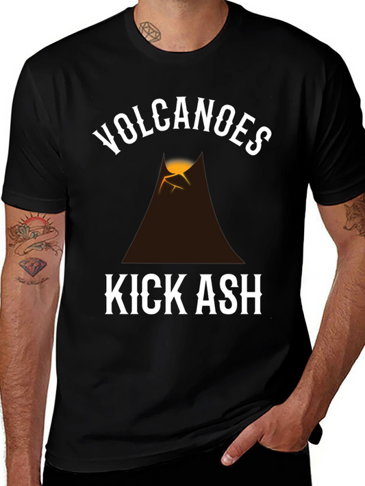 Volcanoes Kick Ash Graphic T-Shirt - Black