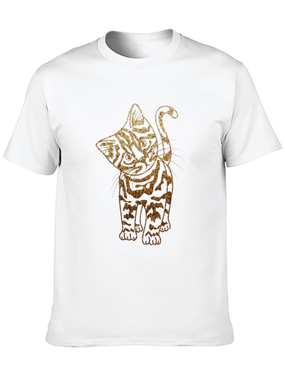 Glitter Cat Graphic Black T-Shirt