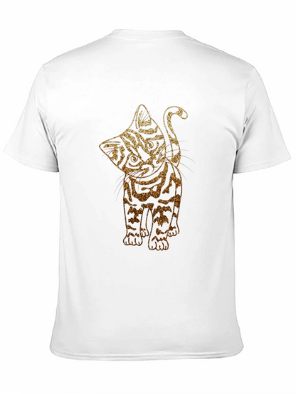 Glitter Cat Graphic Black T-Shirt