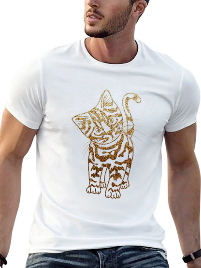 Glitter Cat Graphic Black T-Shirt