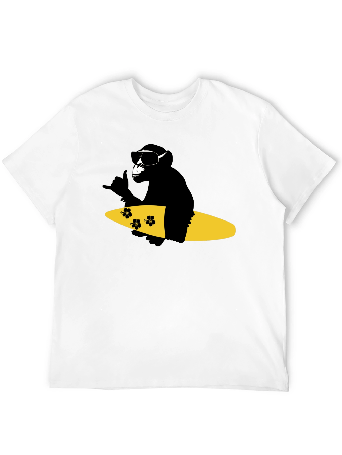 Surfing Monkey Graphic Tee - Black Cotton T-Shirt