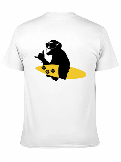 Surfing Monkey Graphic Tee - Black Cotton T-Shirt