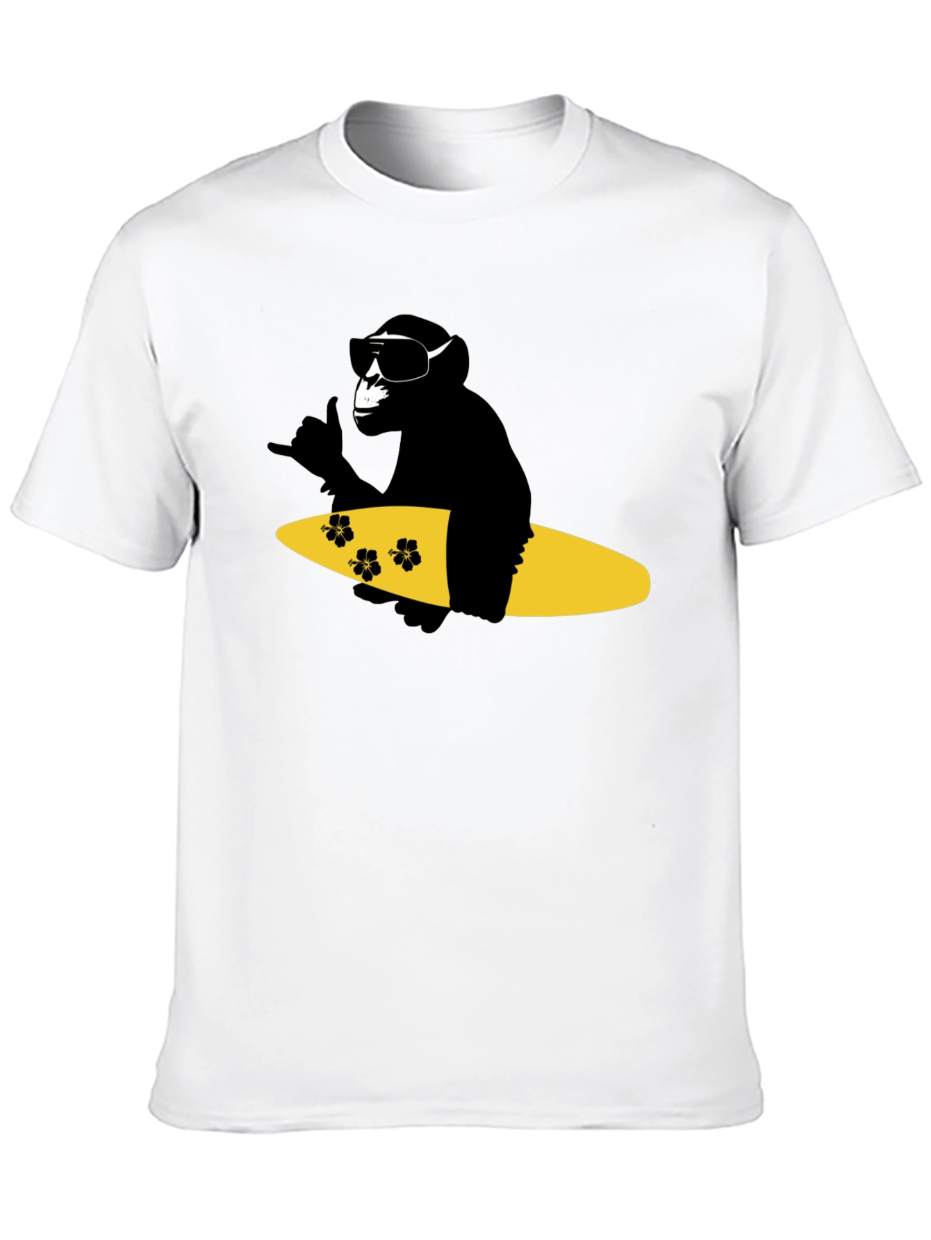 Surfing Monkey Graphic Tee - Black Cotton T-Shirt