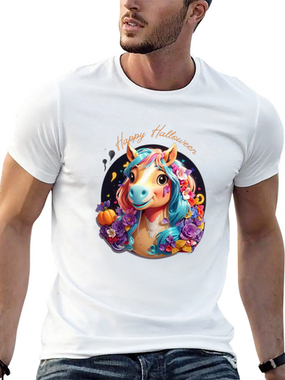 Halloween Horse Graphic Tee - Spooky Season Shirt