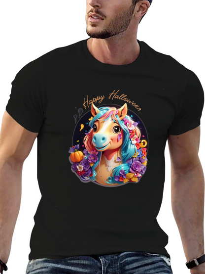 Halloween Horse Graphic Tee - Spooky Season Shirt