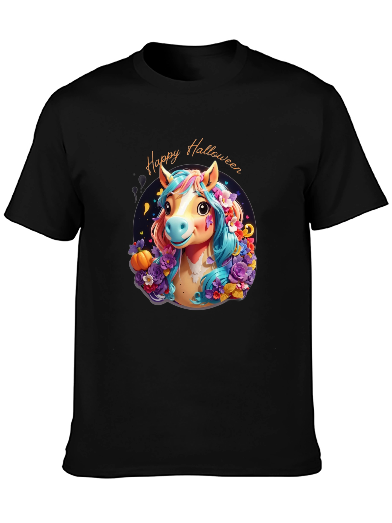 Halloween Horse Graphic Tee - Spooky Season Shirt