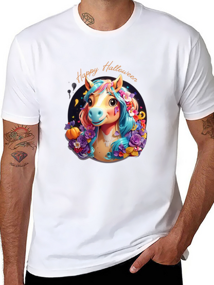 Halloween Horse Graphic Tee - Spooky Season Shirt