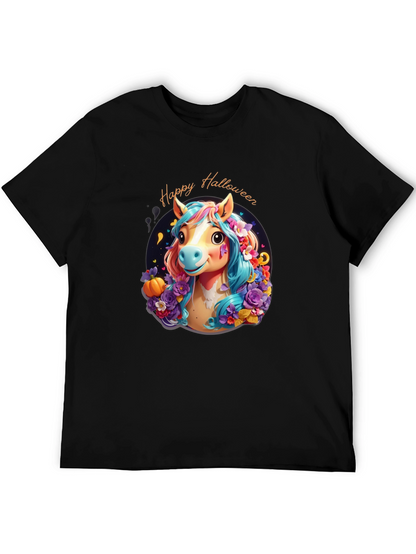 Halloween Horse Graphic Tee - Spooky Season Shirt