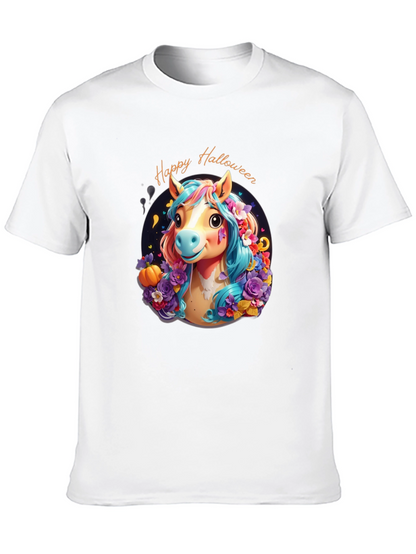 Halloween Horse Graphic Tee - Spooky Season Shirt