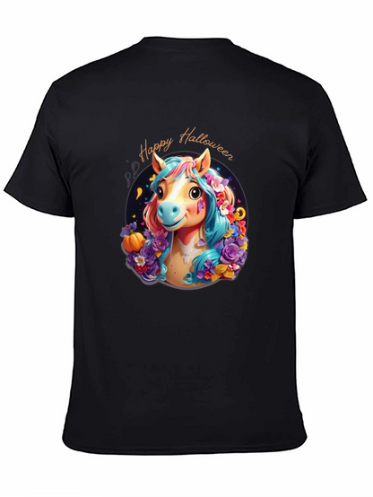 Halloween Horse Graphic Tee - Spooky Season Shirt