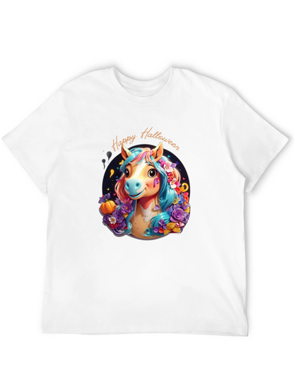 Halloween Horse Graphic Tee - Spooky Season Shirt