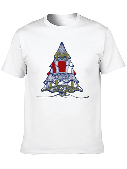 Abstract Christmas Tree Graphic Tee - Black