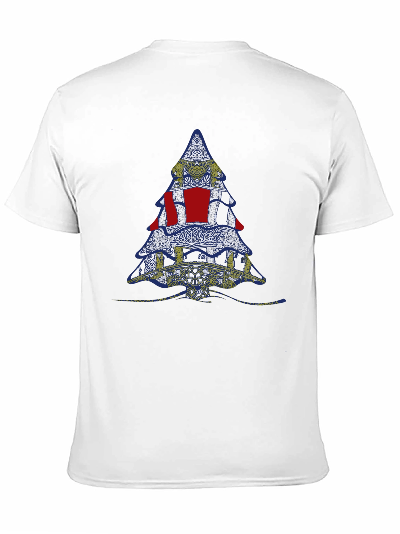 Abstract Christmas Tree Graphic Tee - Black