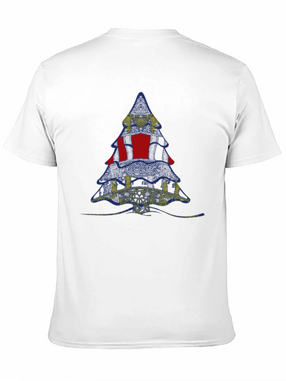 Abstract Christmas Tree Graphic Tee - Black