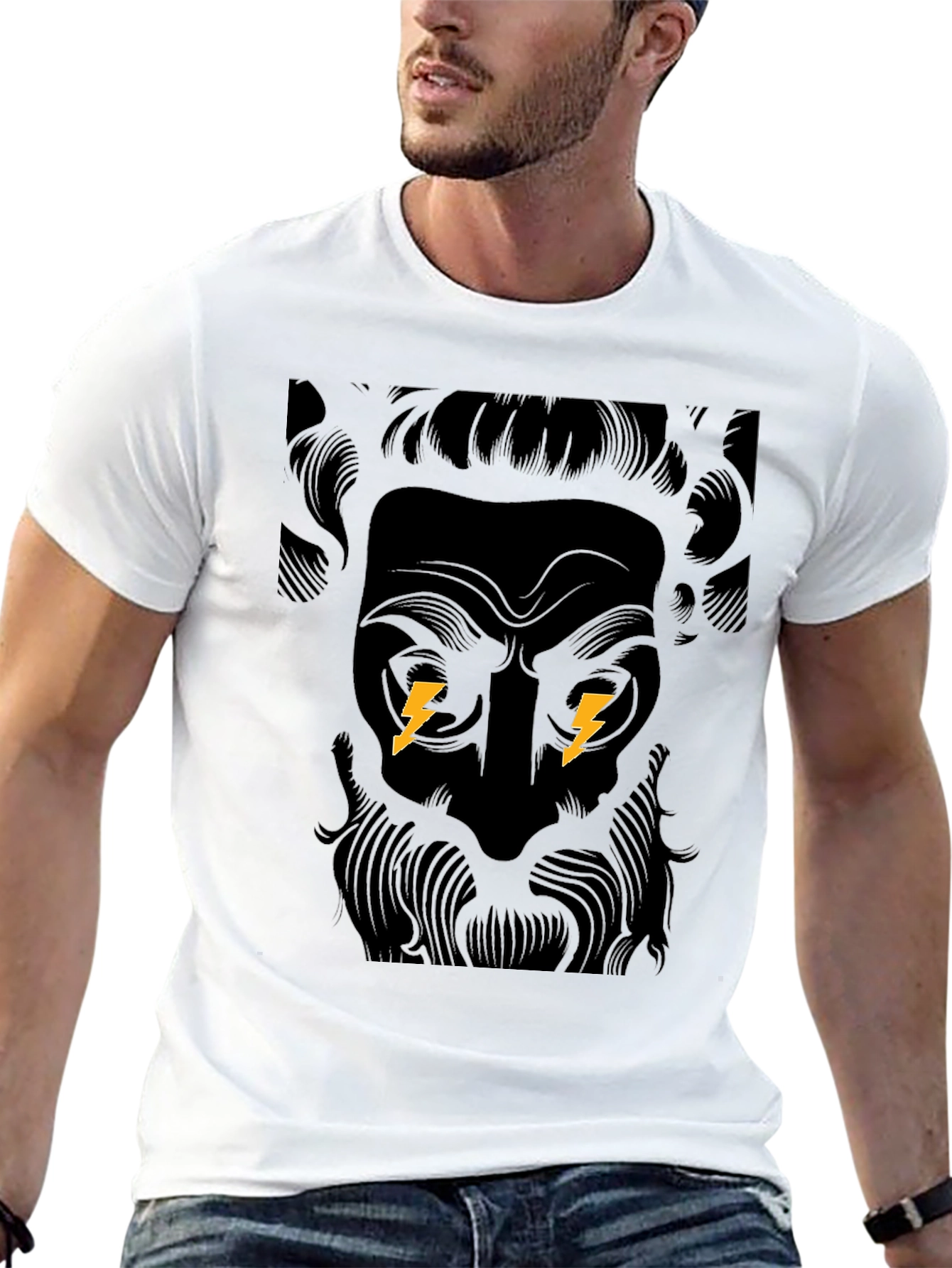 Zeus Bolt Black Graphic Tee - Powerful Design