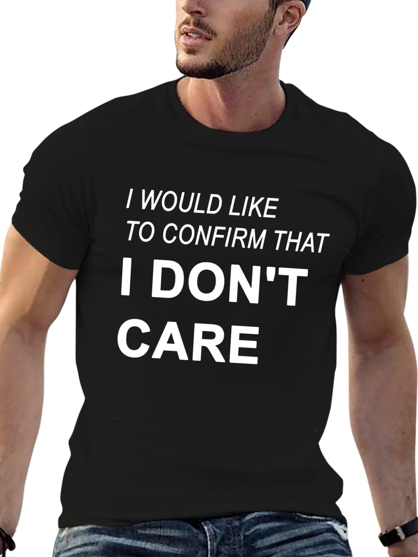 I Dont Care Graphic Tee - Black T-Shirt