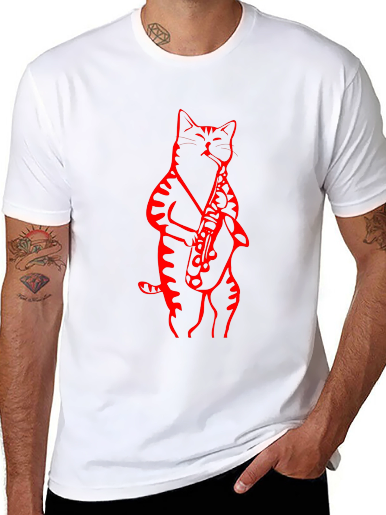 Cool Cat Saxophone Graphic Tee