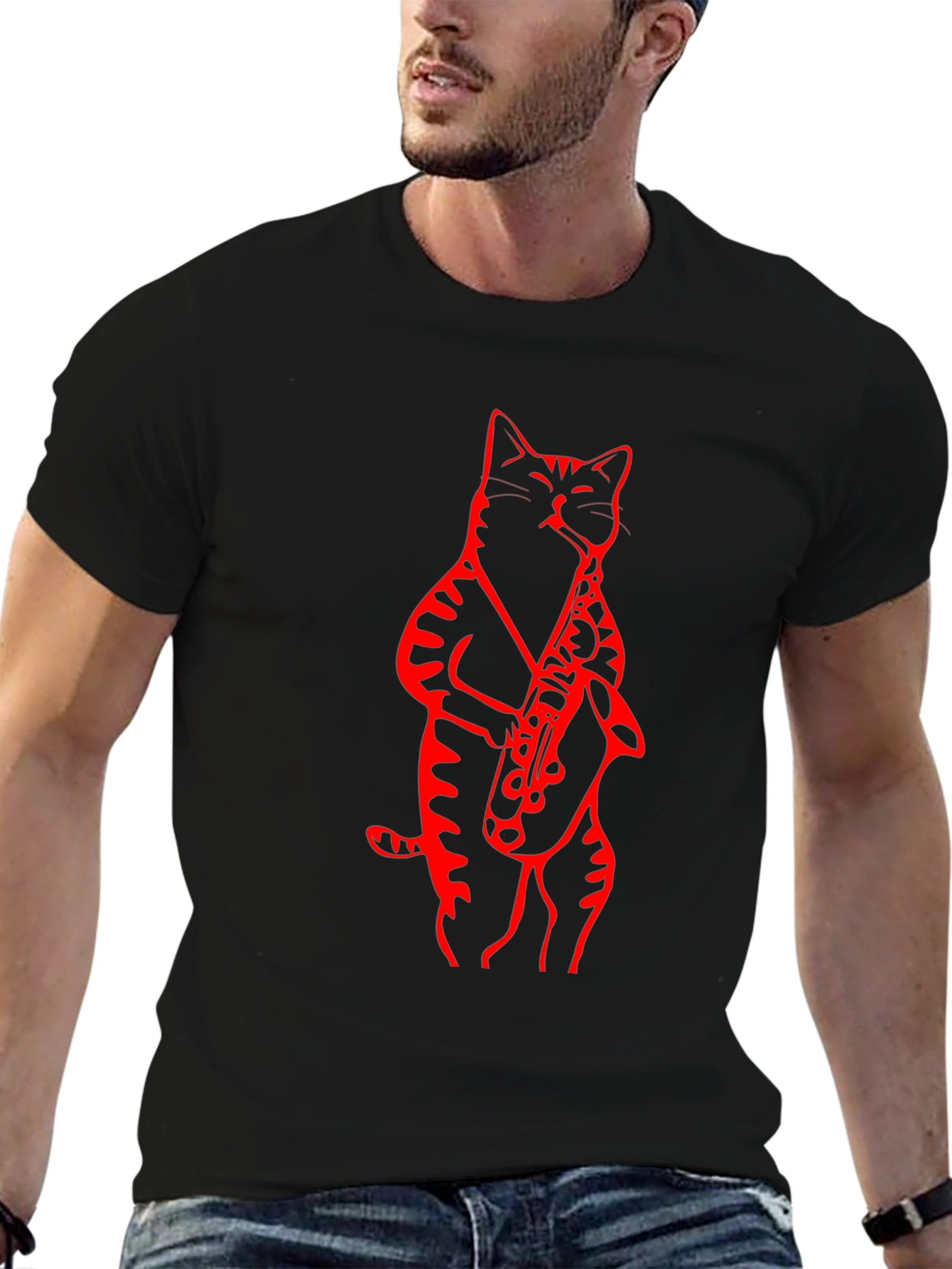 Cool Cat Saxophone Graphic Tee