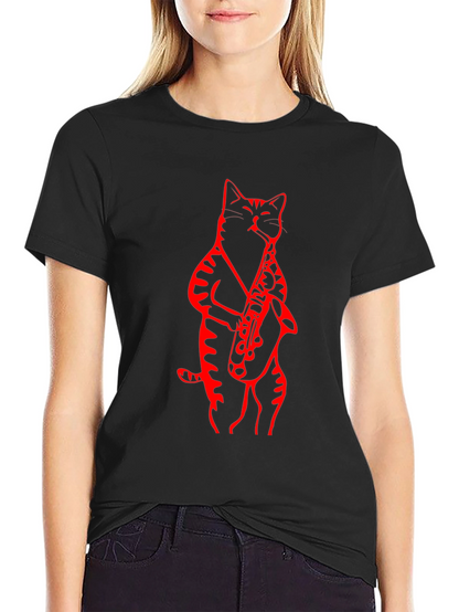 Cool Cat Saxophone Graphic Tee