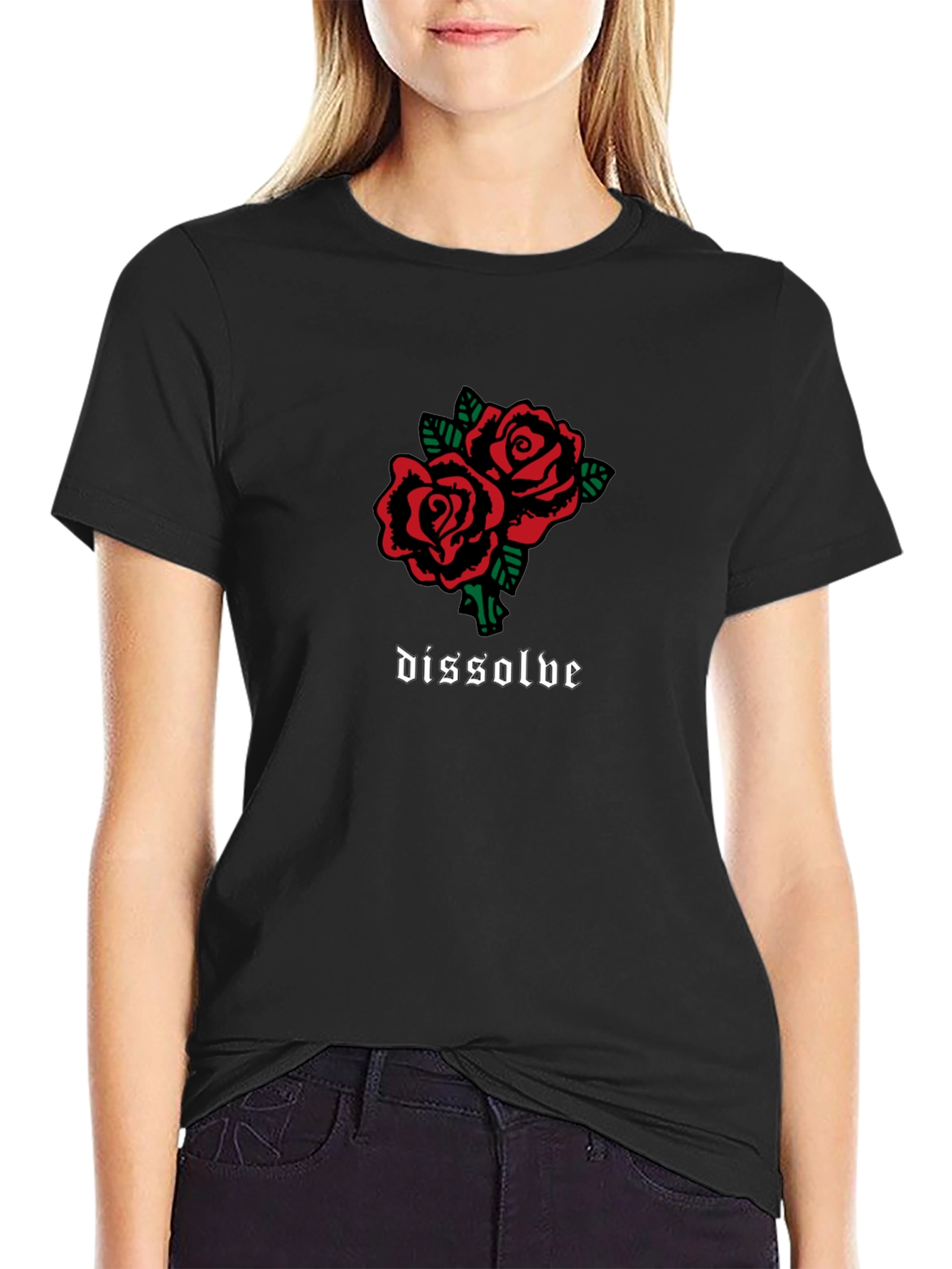 Dissolve Rose Graphic Black T-Shirt