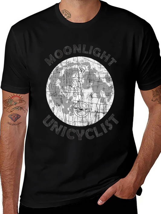 Moonlight Unicyclist Graphic Tee - Black
