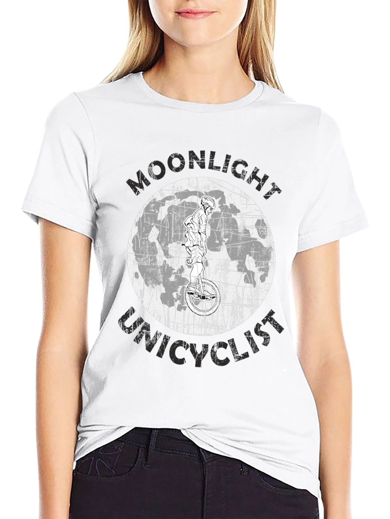 Moonlight Unicyclist Graphic Tee - Black