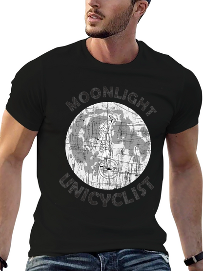 Moonlight Unicyclist Graphic Tee - Black