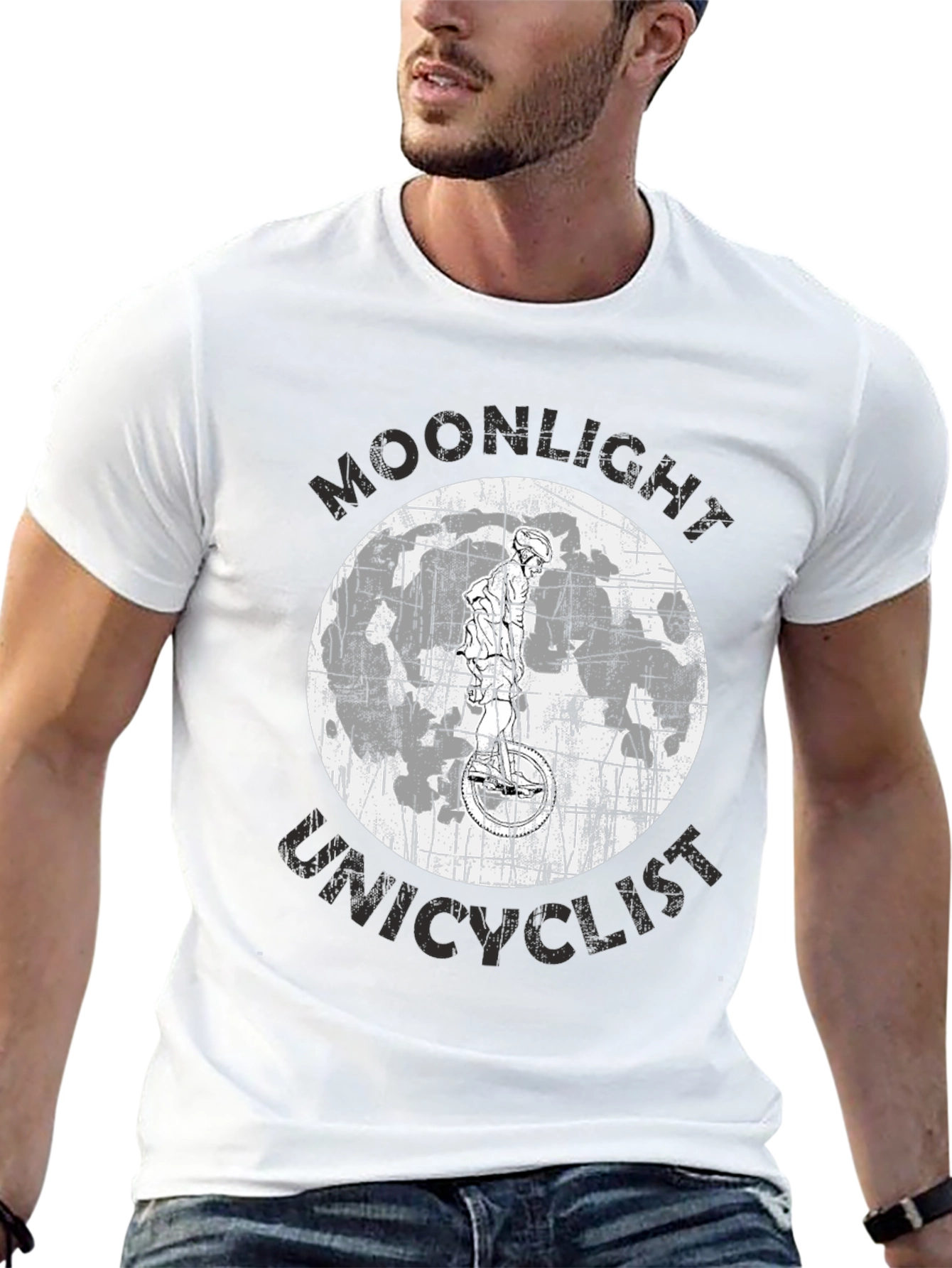 Moonlight Unicyclist Graphic Tee - Black