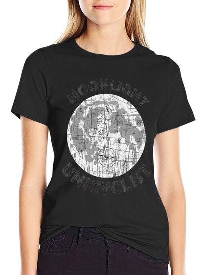 Moonlight Unicyclist Graphic Tee - Black