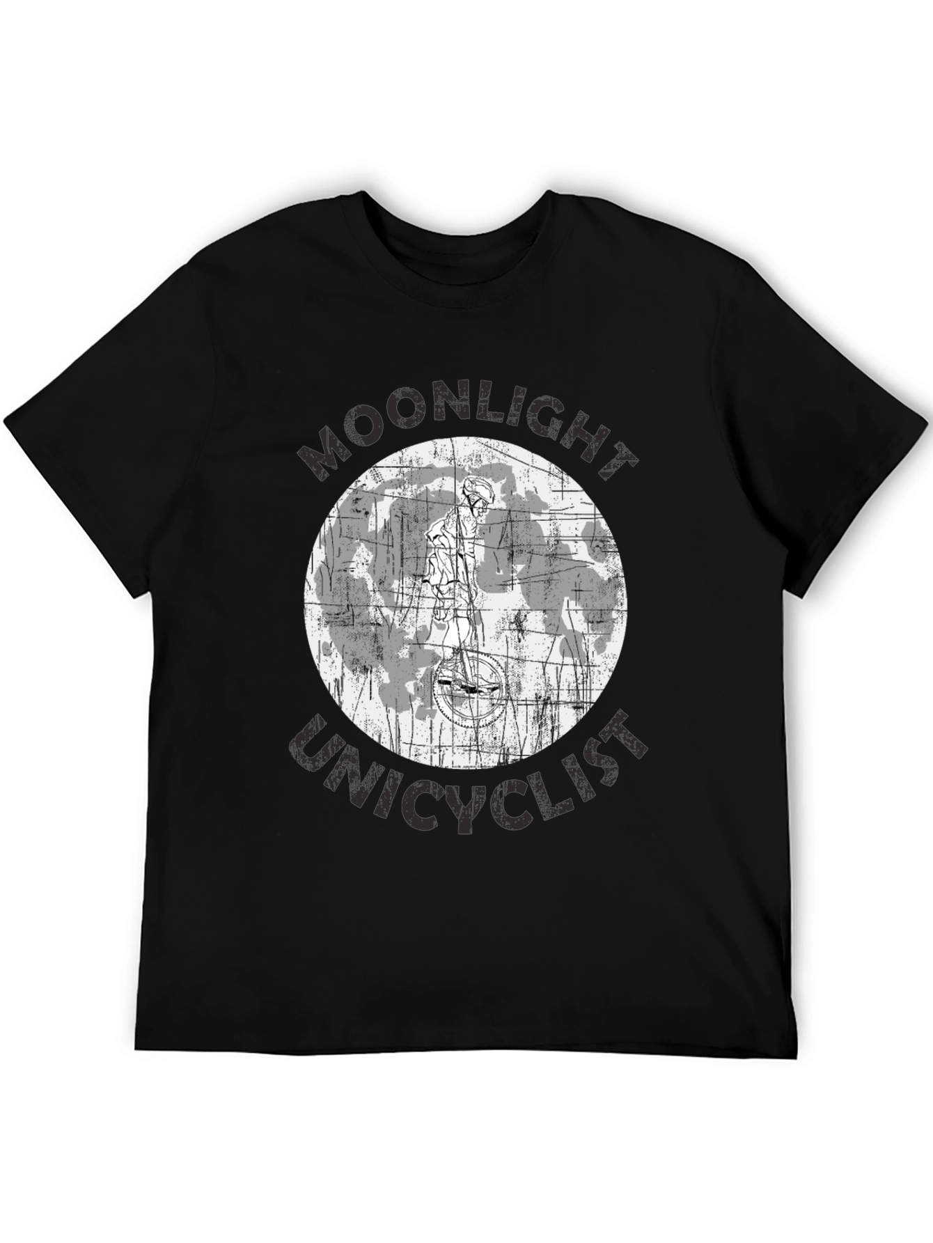 Moonlight Unicyclist Graphic Tee - Black