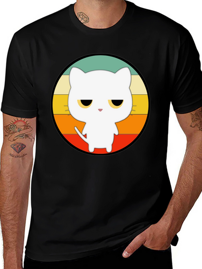Retro Cat Graphic T-Shirt - Unisex Black Tee