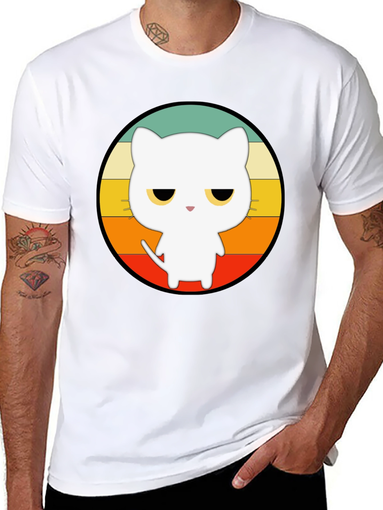 Retro Cat Graphic T-Shirt - Unisex Black Tee