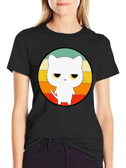 Retro Cat Graphic T-Shirt - Unisex Black Tee