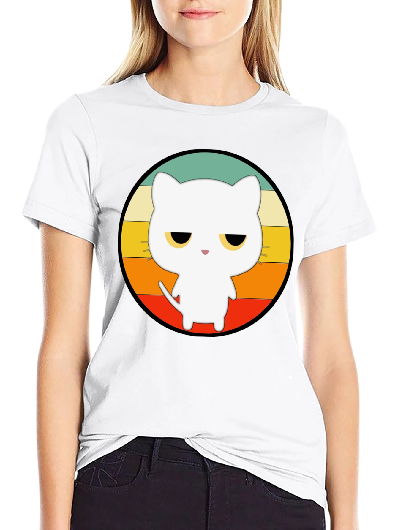 Retro Cat Graphic T-Shirt - Unisex Black Tee