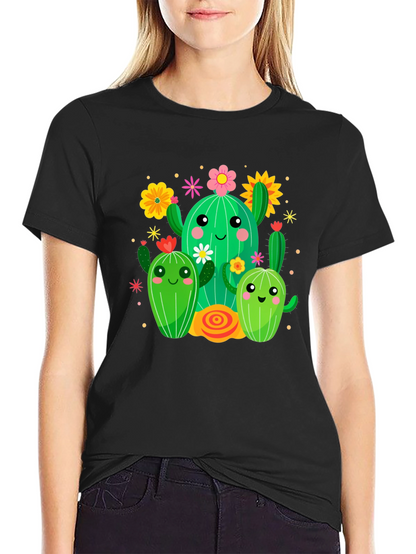 Cute Cactus Crew Graphic Tee - Fun & Stylish
