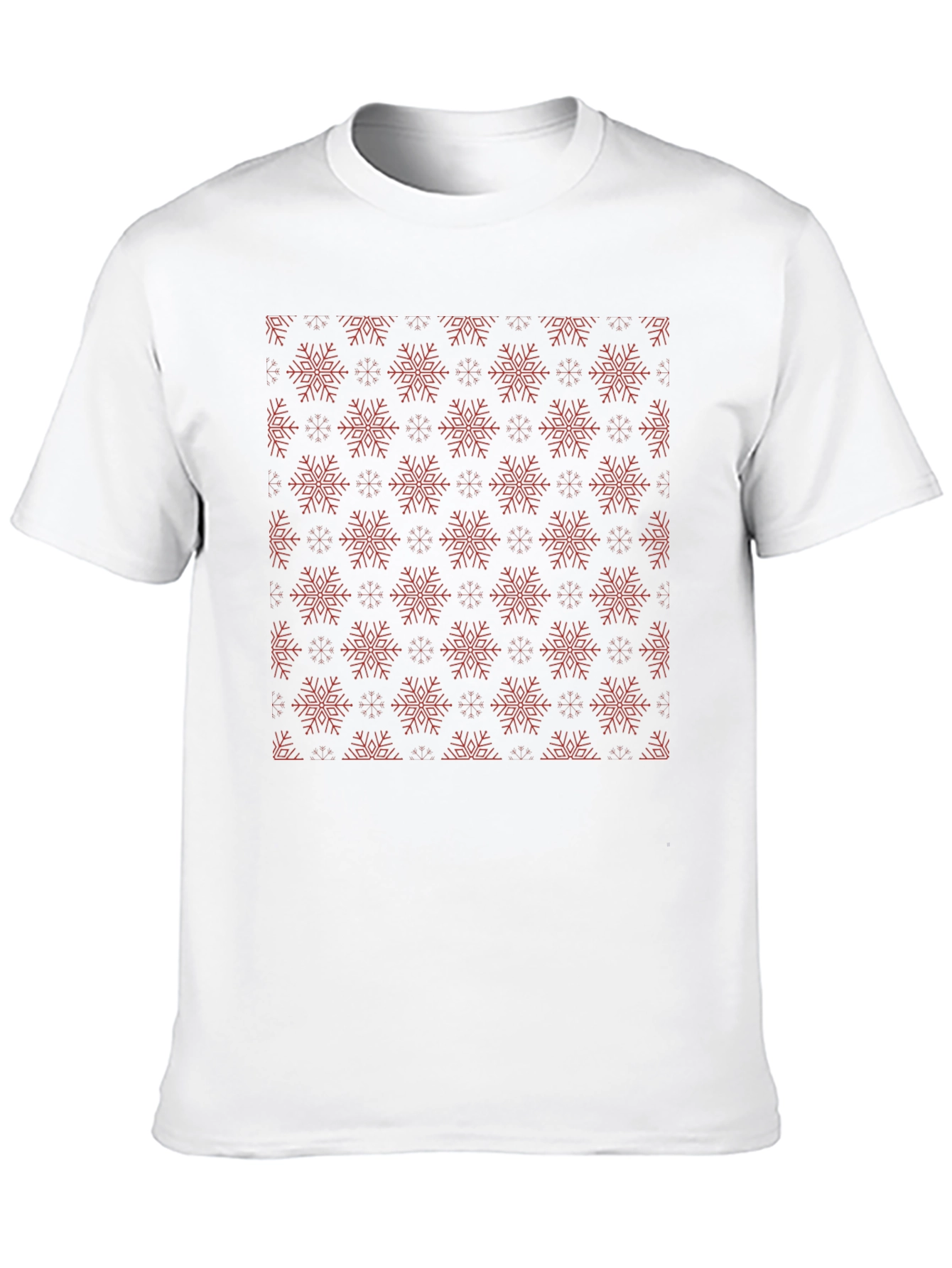 Festive Snowflake Pattern Black T-Shirt