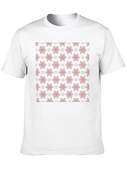 Festive Snowflake Pattern Black T-Shirt