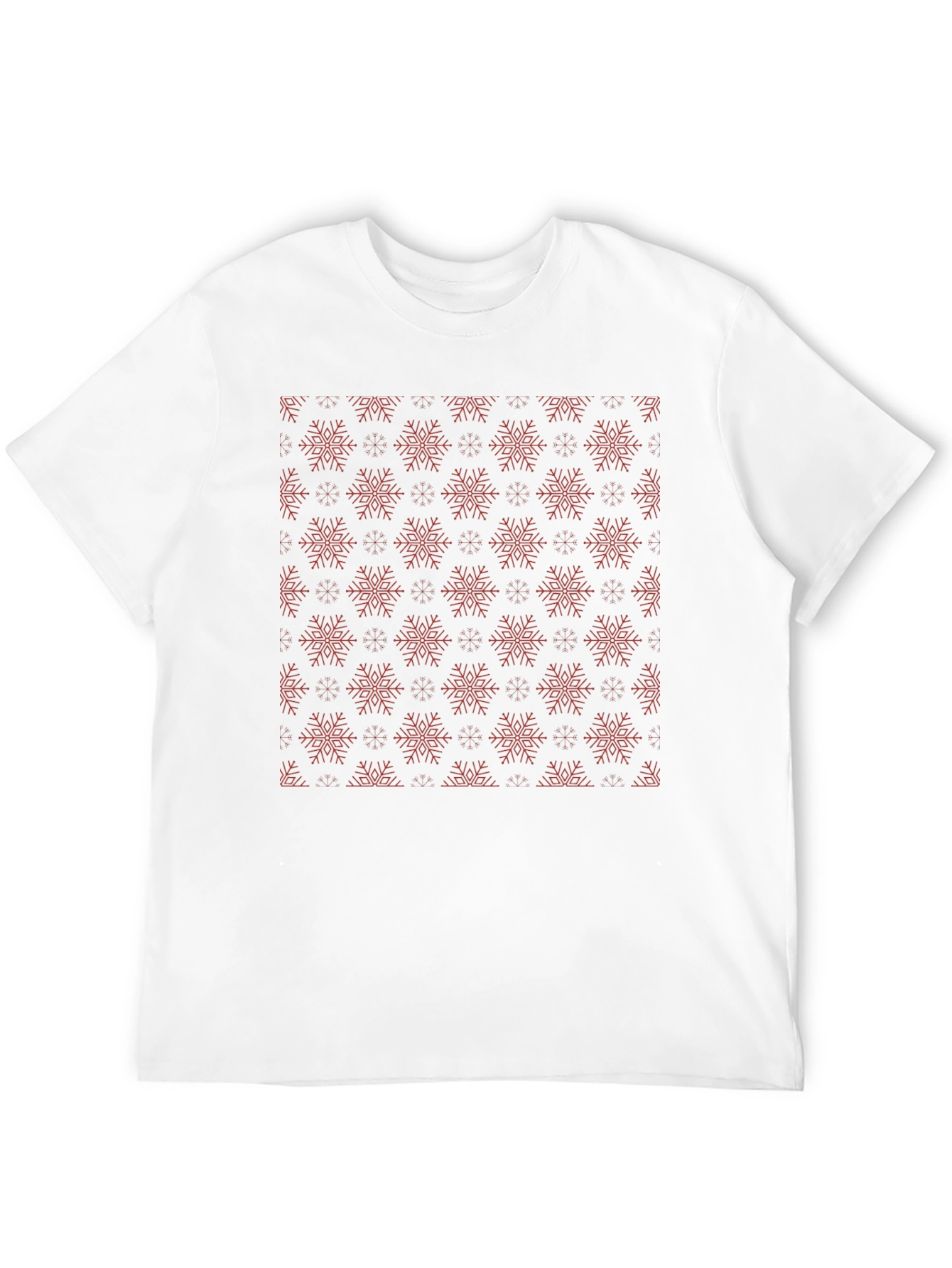 Festive Snowflake Pattern Black T-Shirt