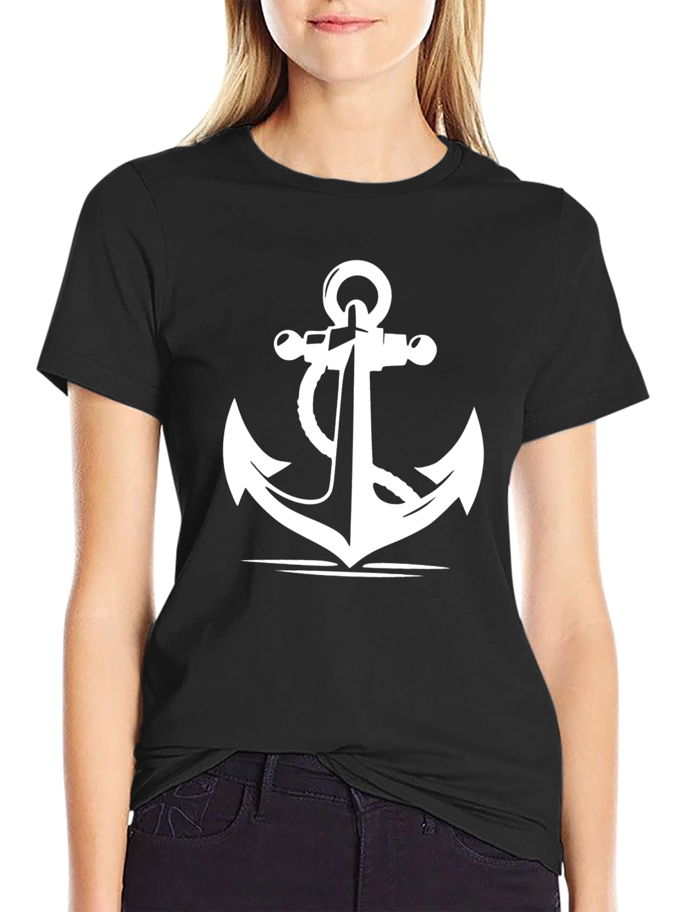 Anchor Graphic Print Black T-Shirt