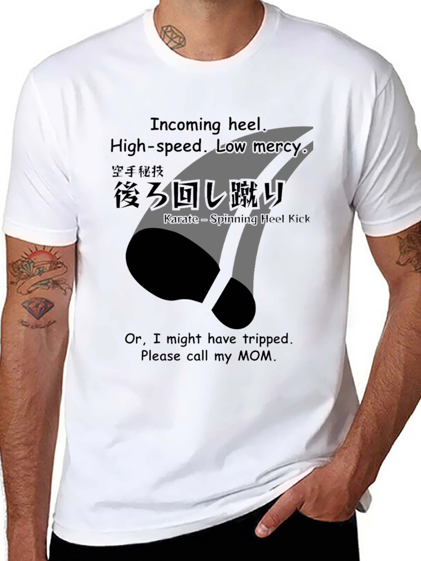 Karate Spinning Heel Kick Graphic Tee - Incoming!