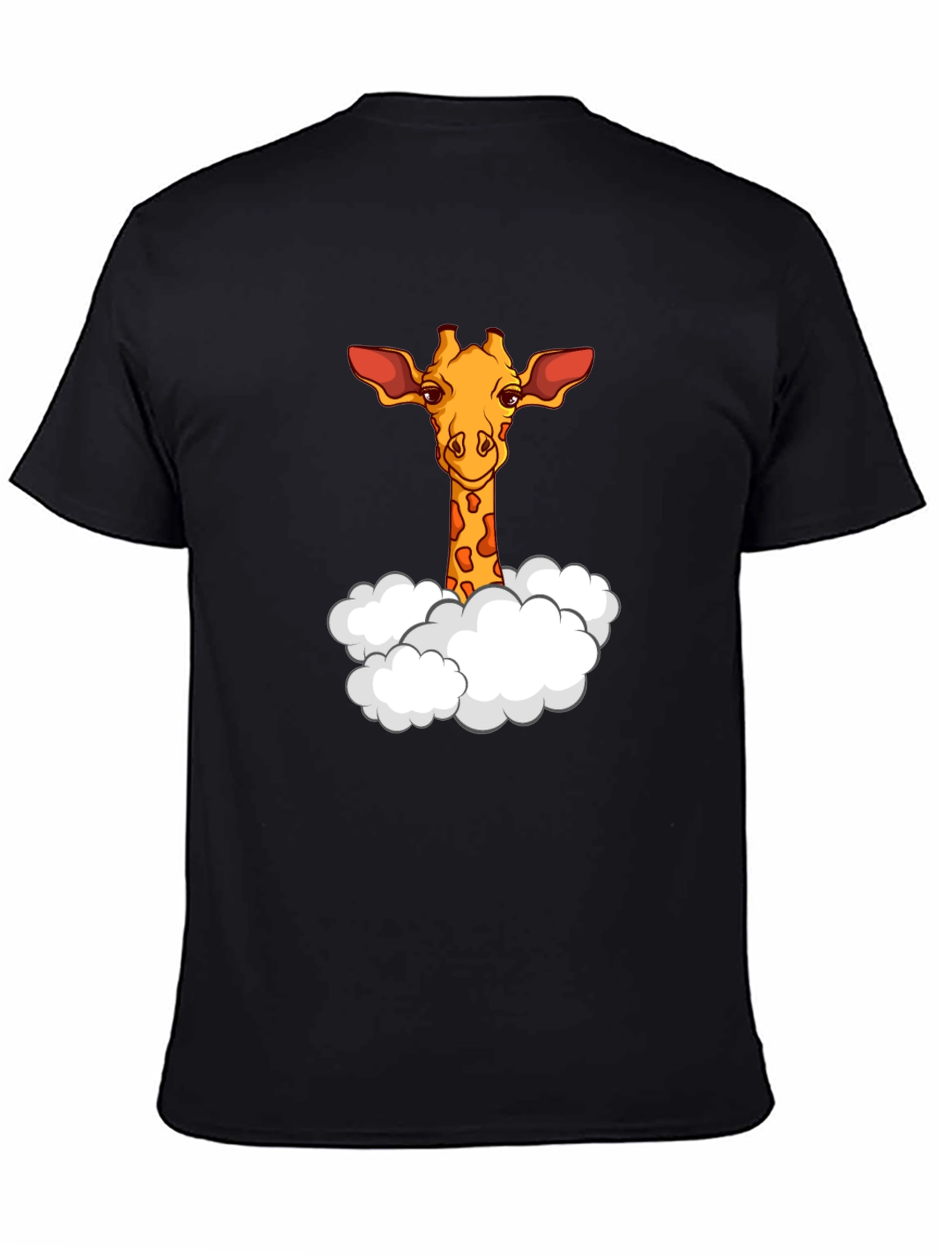 Giraffe in Clouds Graphic T-Shirt - Black