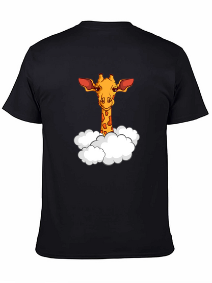 Giraffe in Clouds Graphic T-Shirt - Black