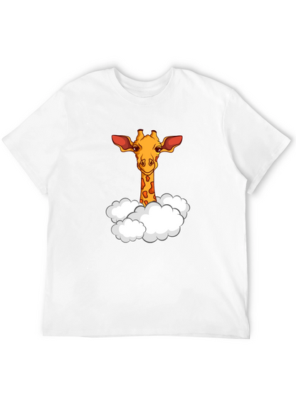 Giraffe in Clouds Graphic T-Shirt - Black