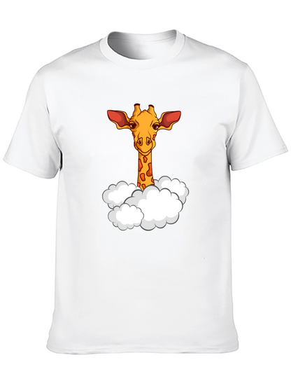 Giraffe in Clouds Graphic T-Shirt - Black